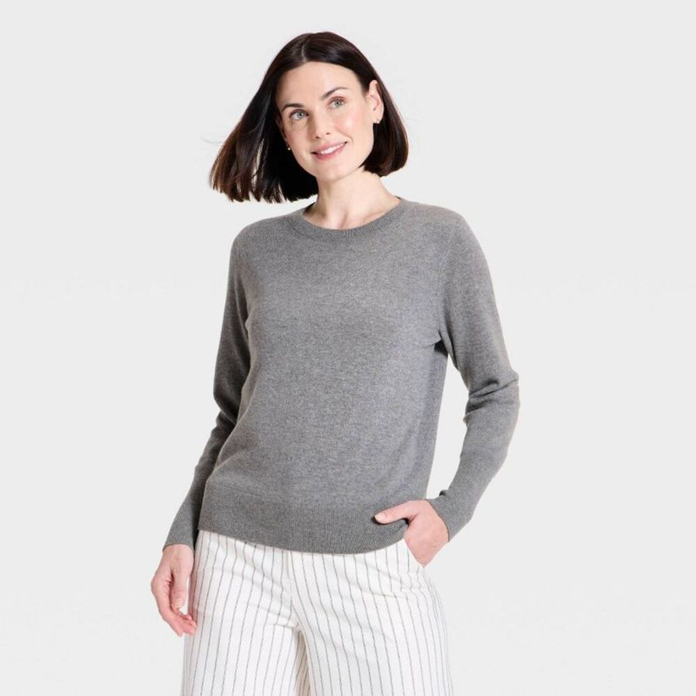 A New Day - Women's 100% Cashmere Sweater - A New Day Heather Gray - Picture 1 of 3
